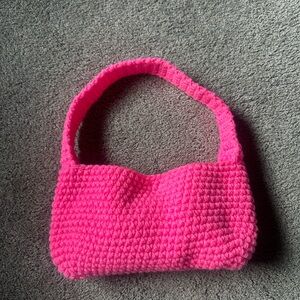 Pink crochet shoulder bag